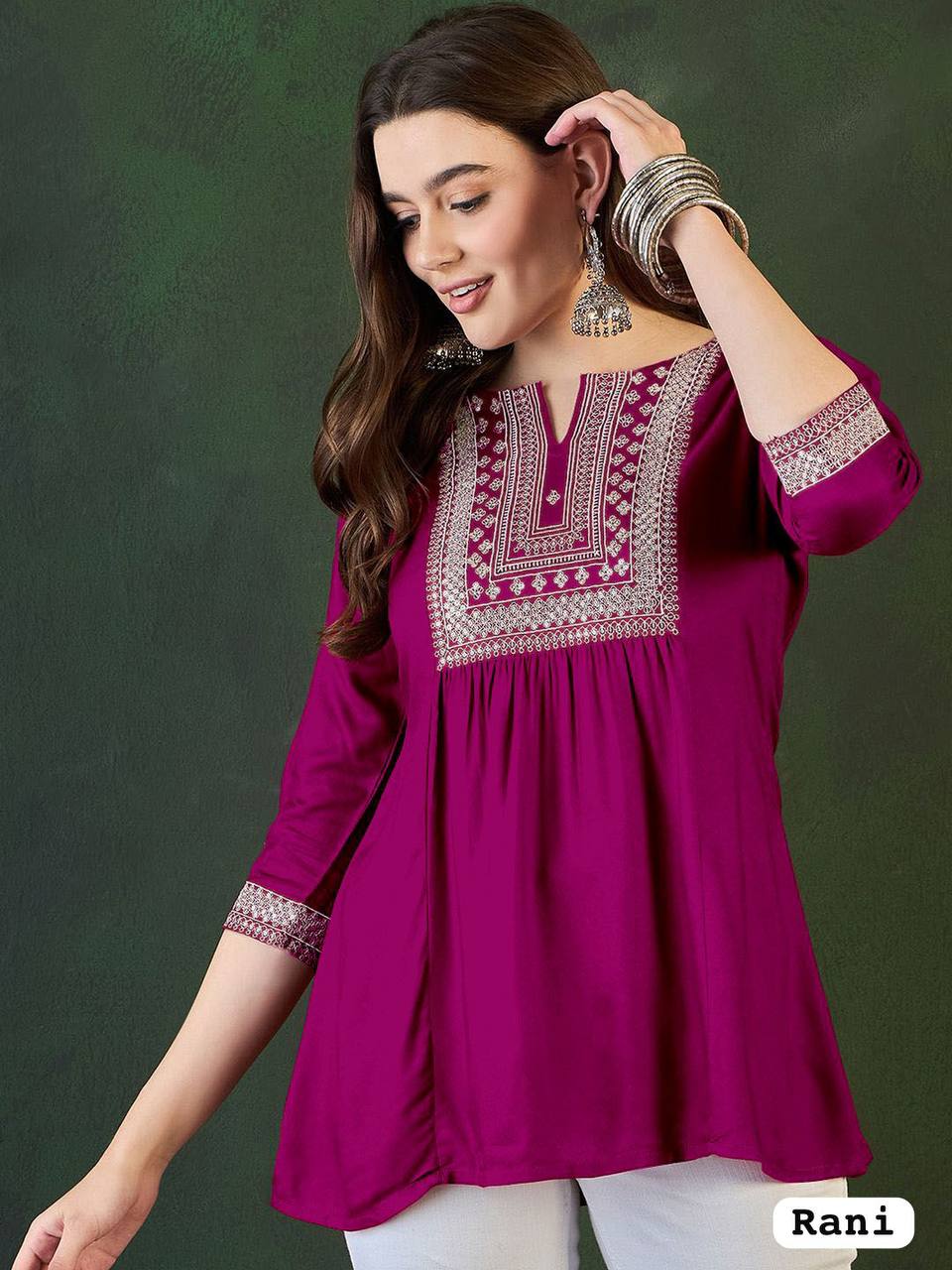 Stylish Comfort Embroidered Short Length Kurti