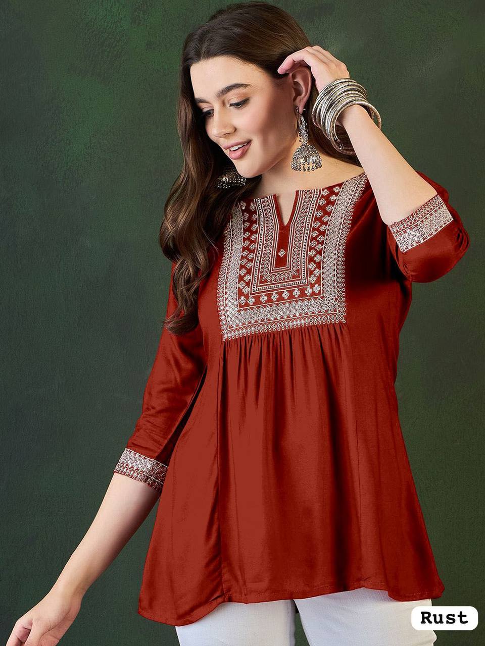 Stylish Comfort Embroidered Short Length Kurti