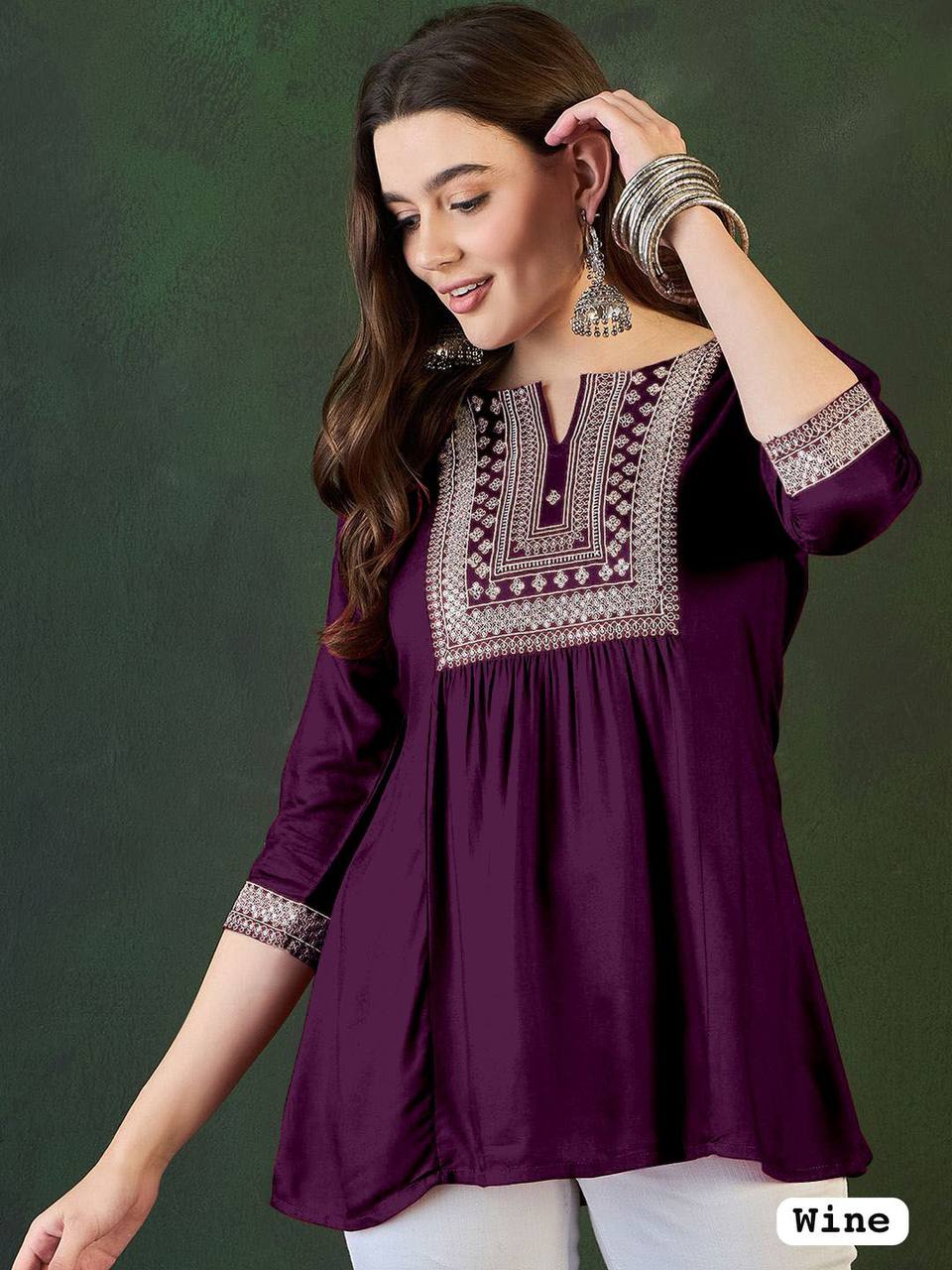Stylish Comfort Embroidered Short Length Kurti