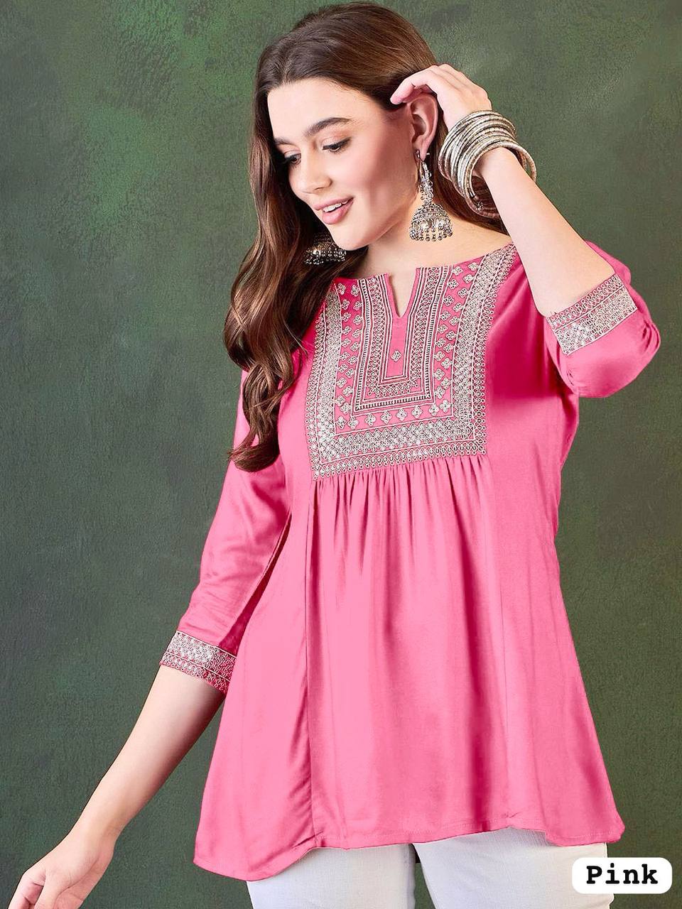 Stylish Comfort Embroidered Short Length Kurti