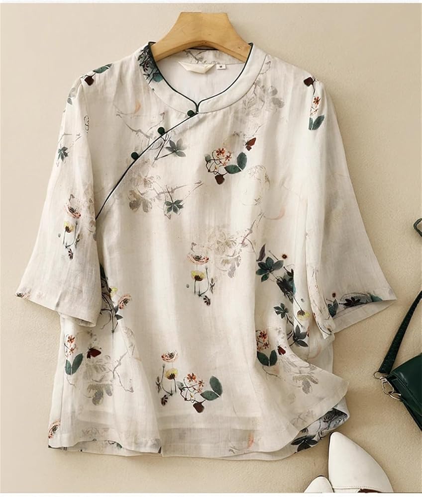 Elegant Cotton Floral Print Women’s Casual Top