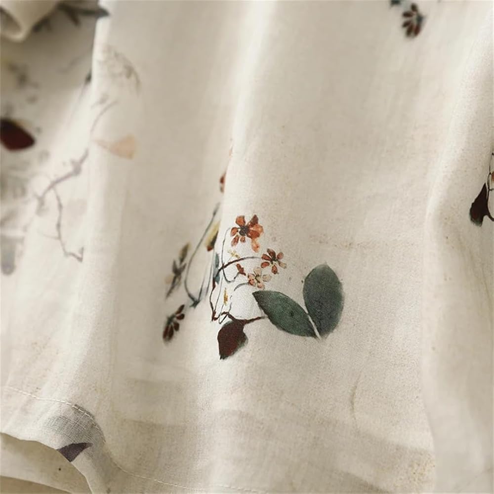 Elegant Cotton Floral Print Women’s Casual Top
