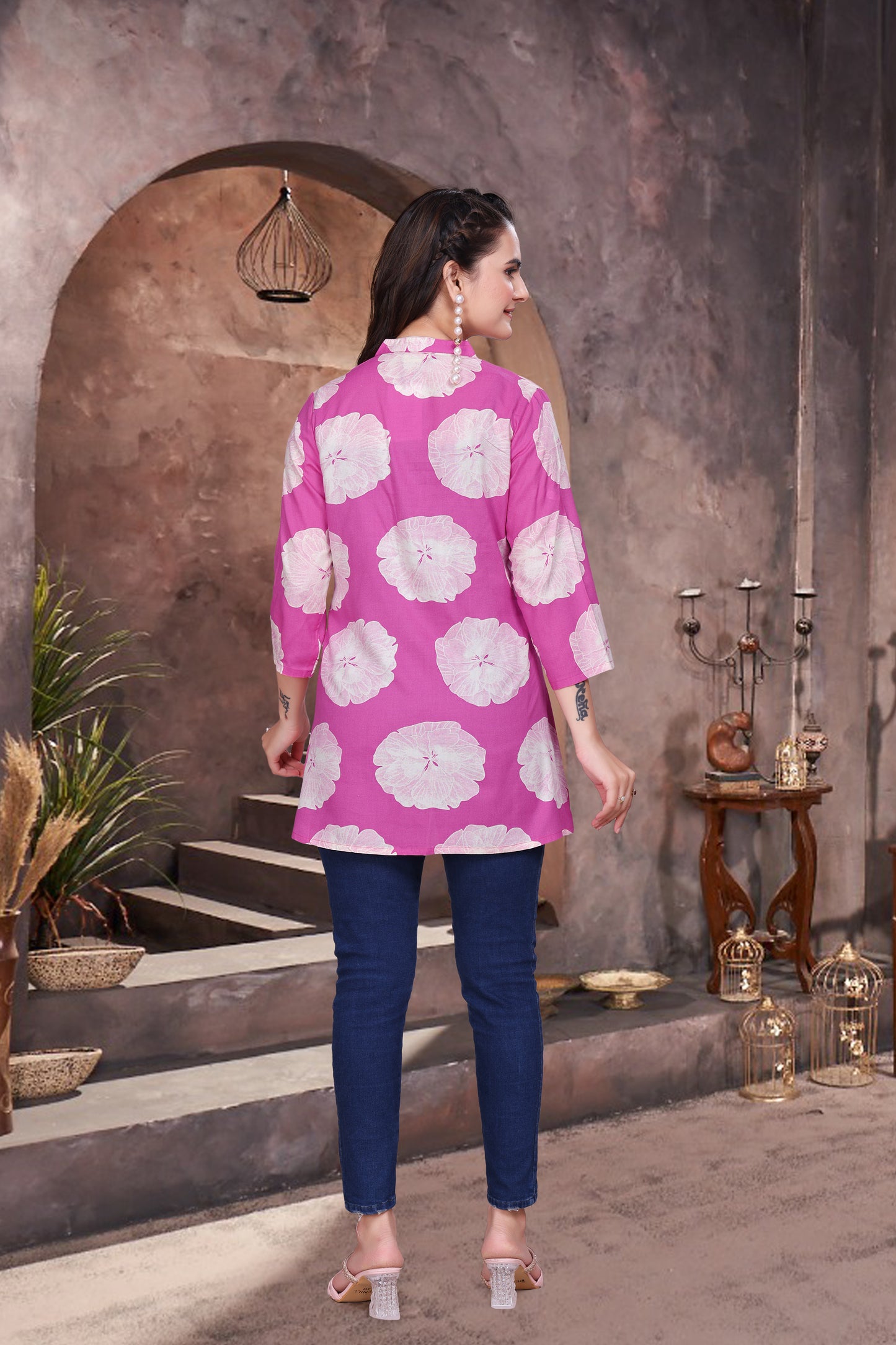Elegant Casual Floral Printed Short Kurti