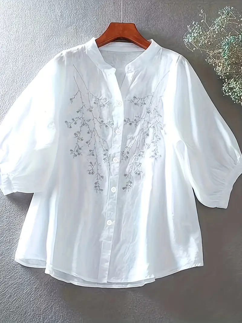 Pure Cotton Embroidered Oversize Shirt
