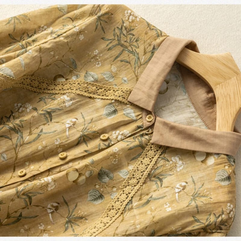 Pure Cotton Women’s Floral Print Shirt with Contrast Collar
