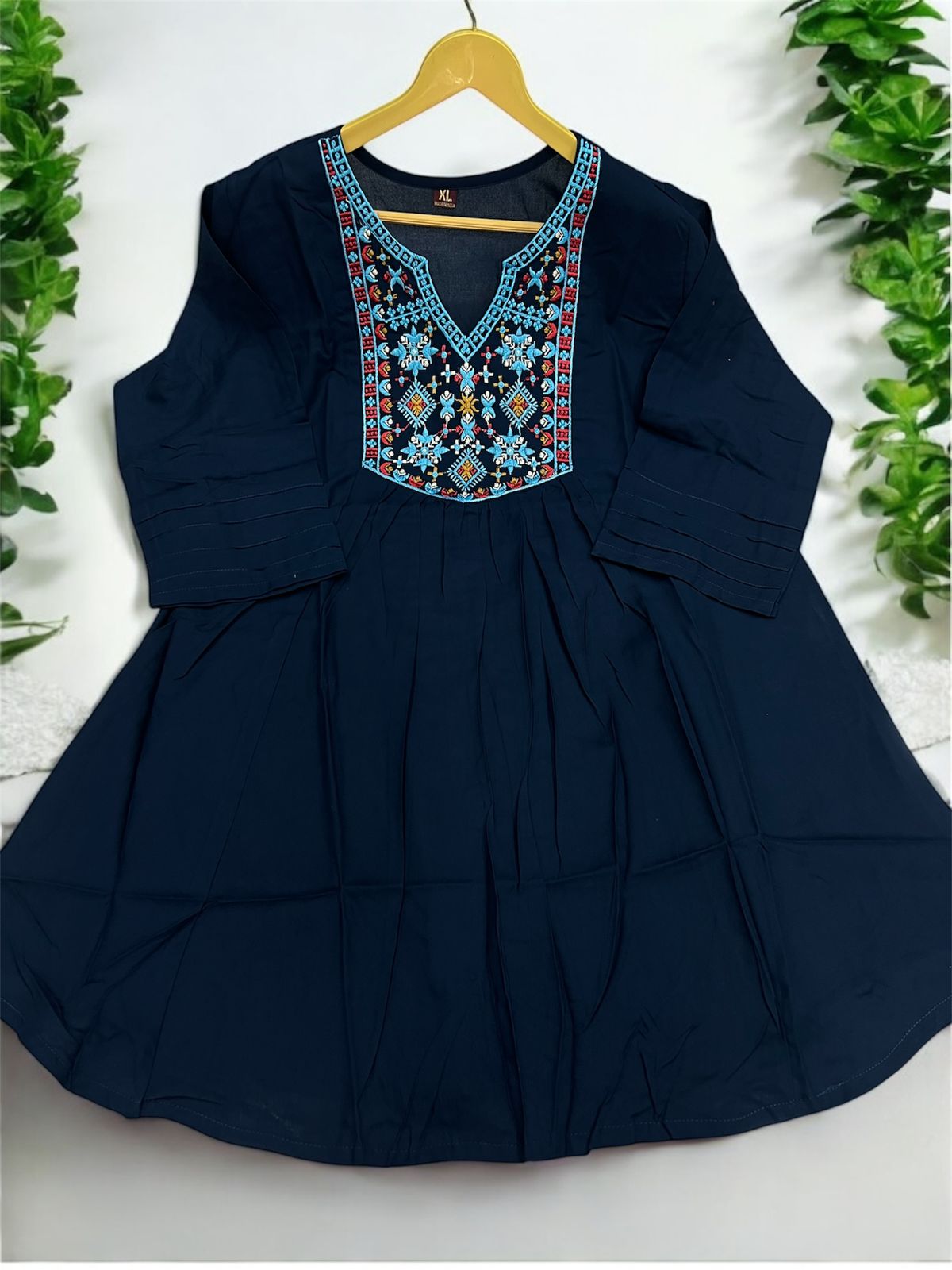 Elegant Embroidery Comfortable Tunic Short Top