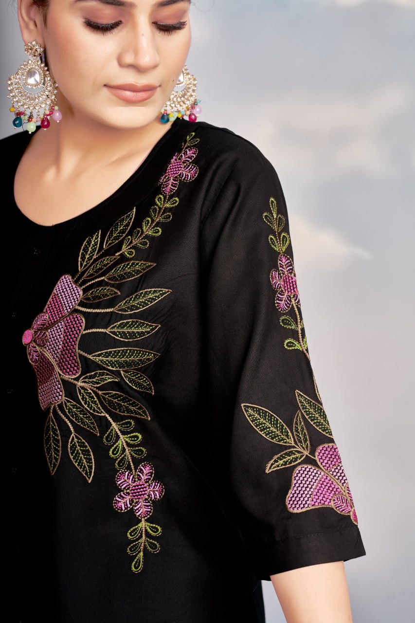 Multi Embroidery Thread work Co-Ord set For Women's