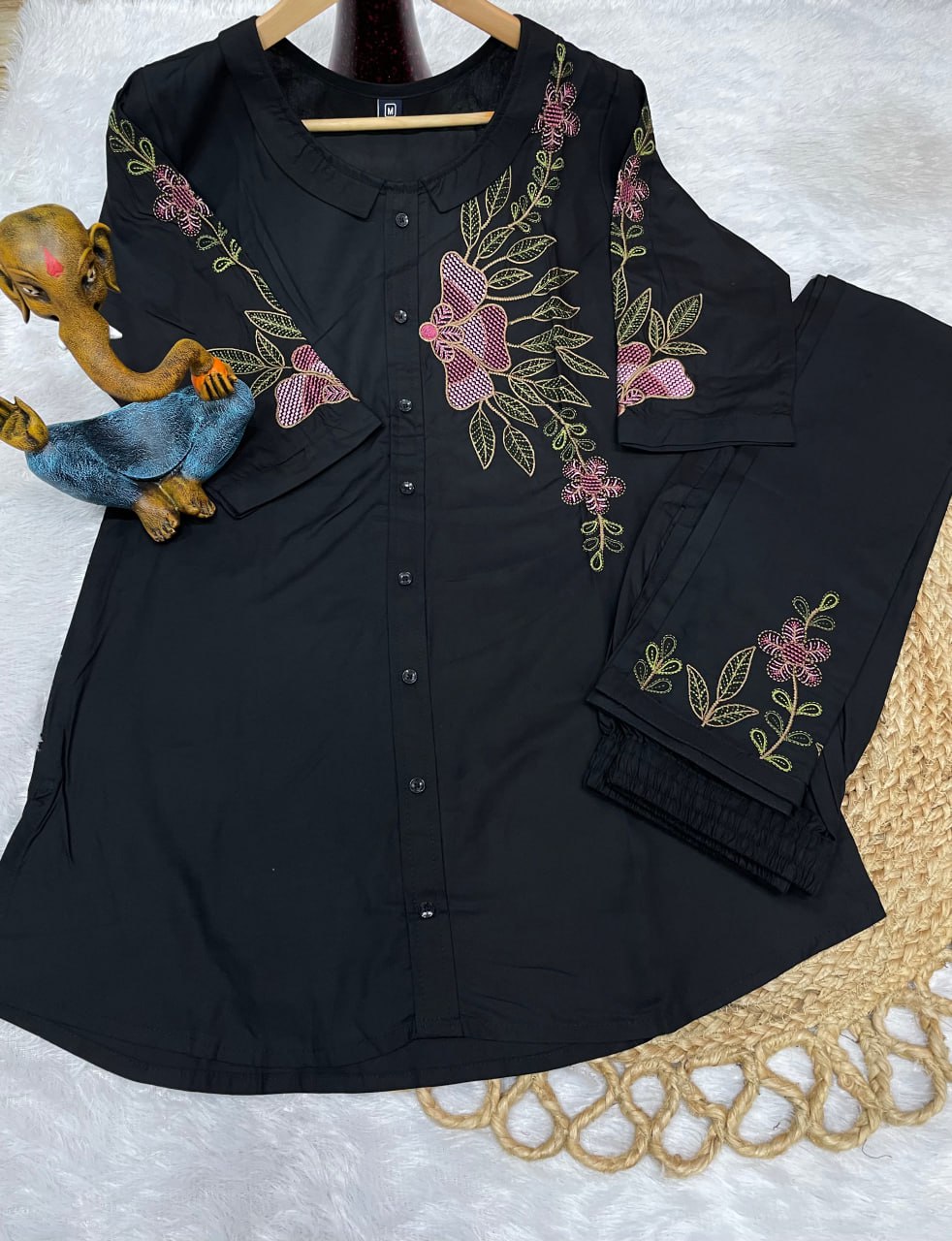 Multi Embroidery Thread work Co-Ord set For Women's