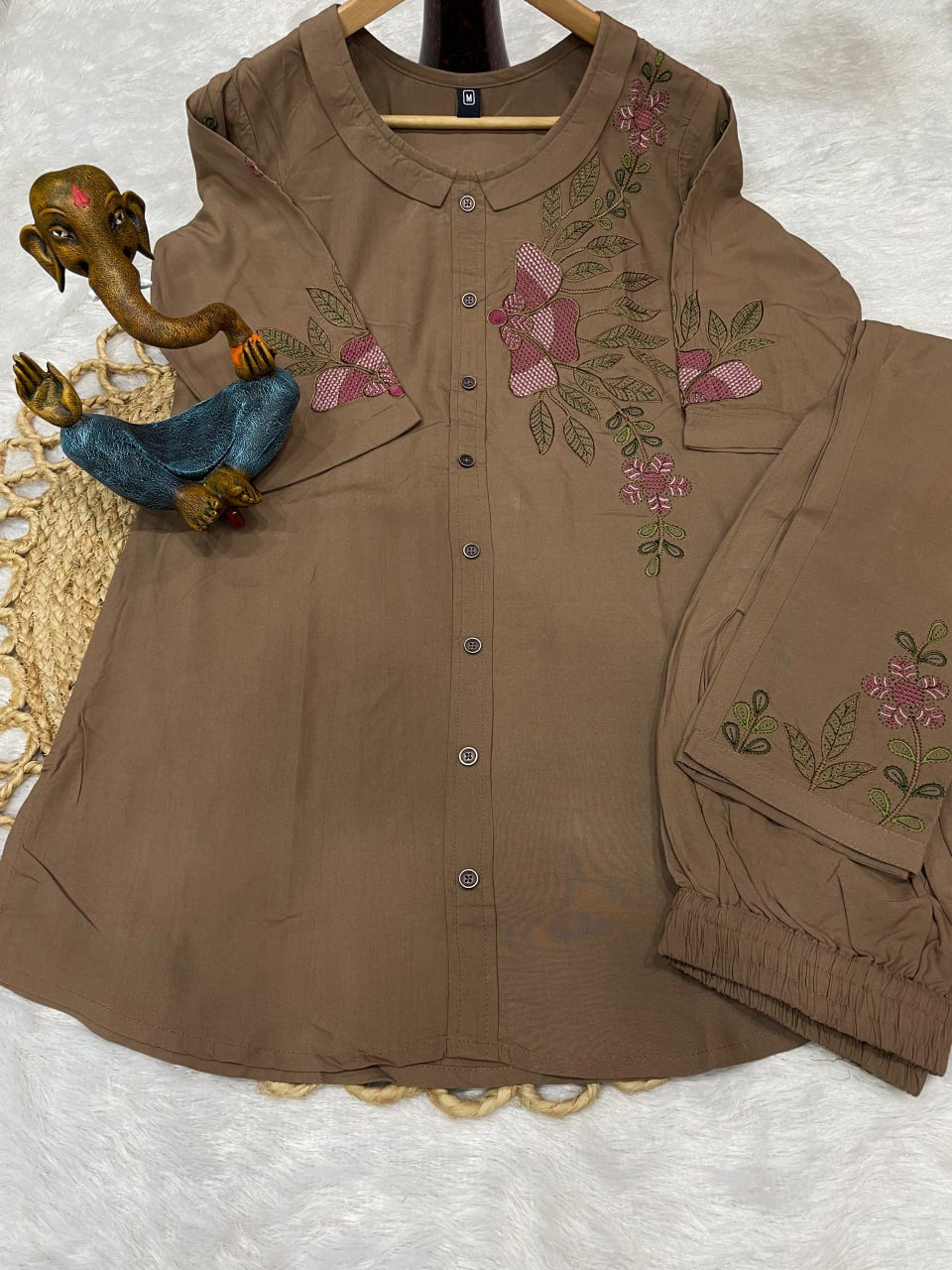 Multi Embroidery Thread work Co-Ord set For Women's