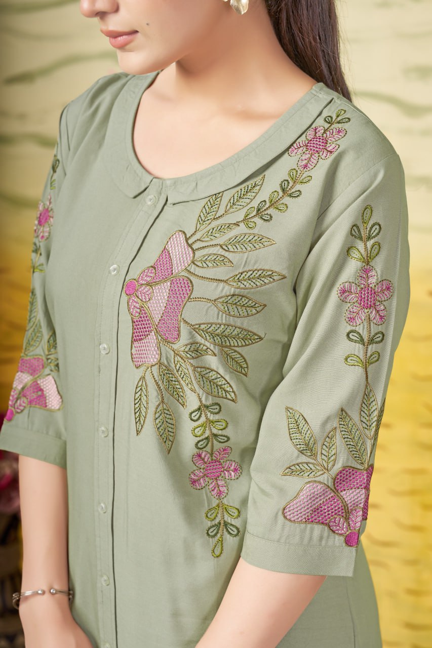 Multi Embroidery Thread work Co-Ord set For Women's