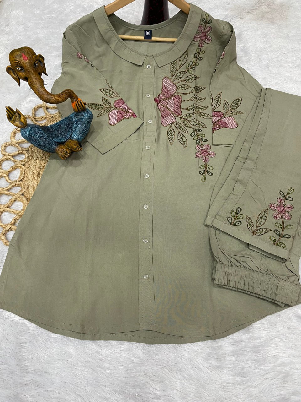 Multi Embroidery Thread work Co-Ord set For Women's