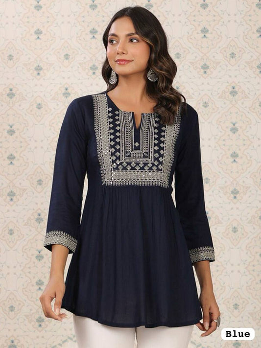 Stylish Comfort Embroidered Short Length Kurti