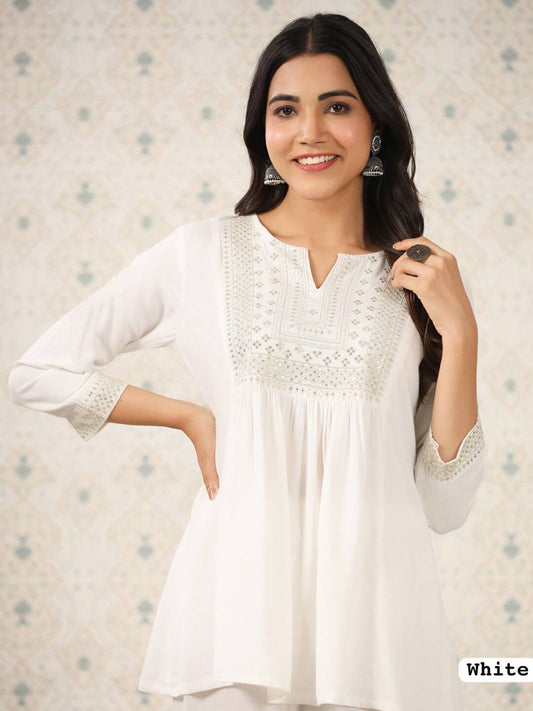 Stylish Comfort Embroidered Short Length Kurti