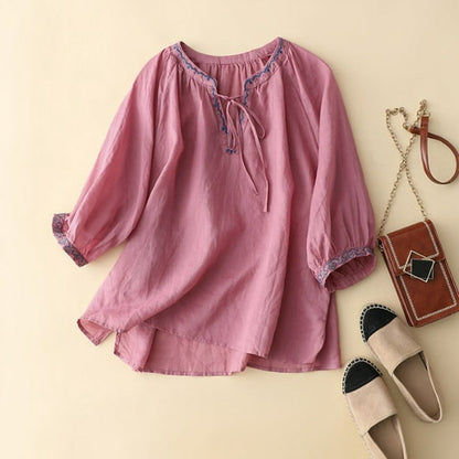 Pure Cotton Women’s Neck Embroidery Top..🌸