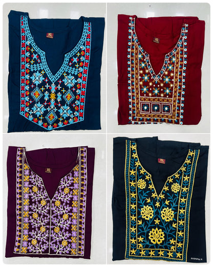 Elegant  Embroidery Comfortable Tunic Short Top