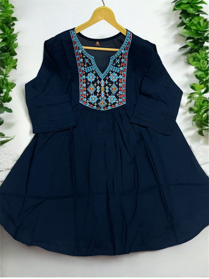 Elegant  Embroidery Comfortable Tunic Short Top